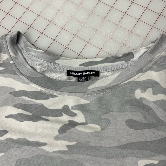HILARY RADLEY Grey/WHT Camo Crew Side Slit SLVless Beachy Minimal Midi Dress XL - Picture 11 of 16